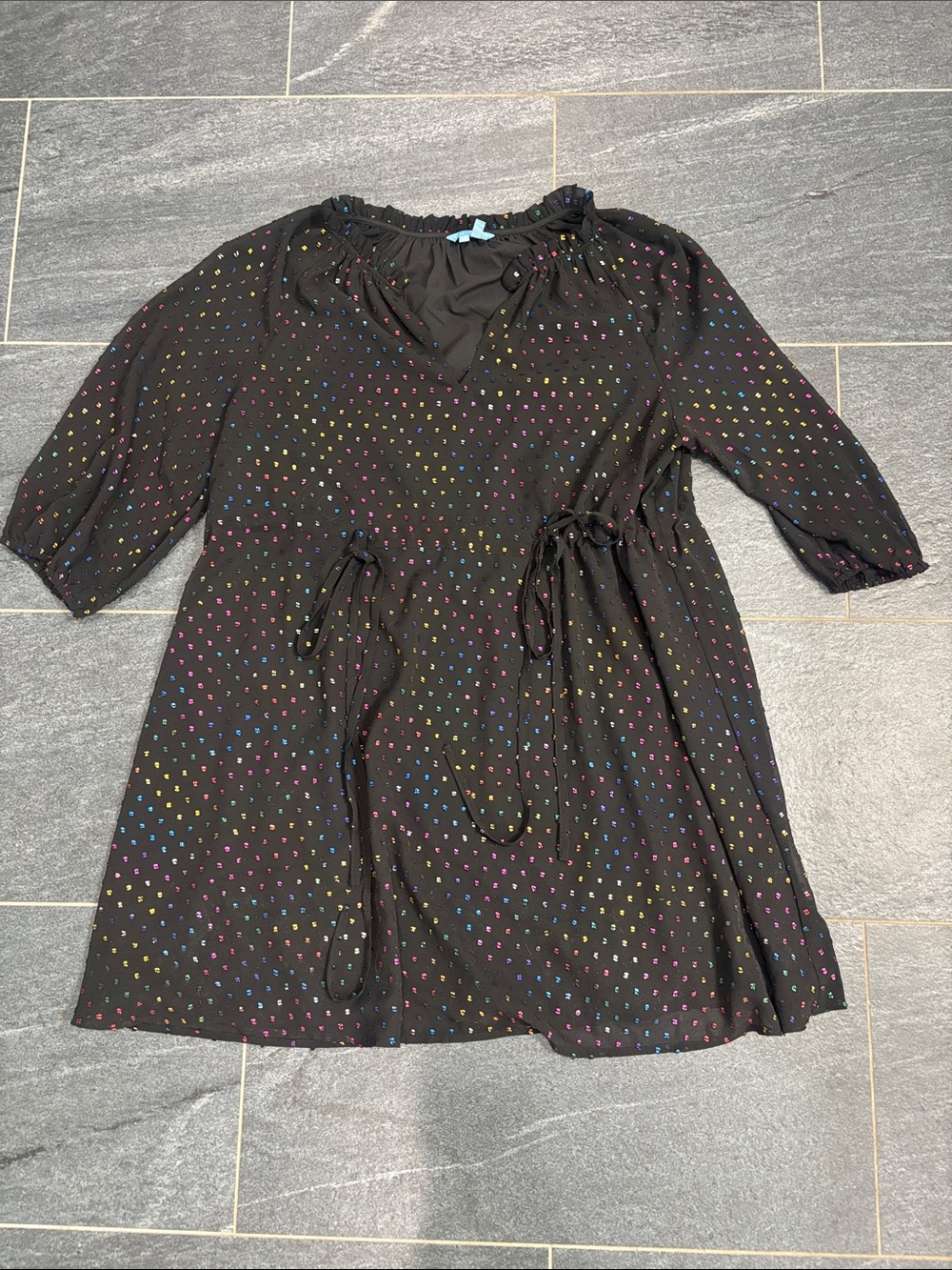 Draper James Black Dress with Multicolor Swiss Dots - Picture 2 of 8